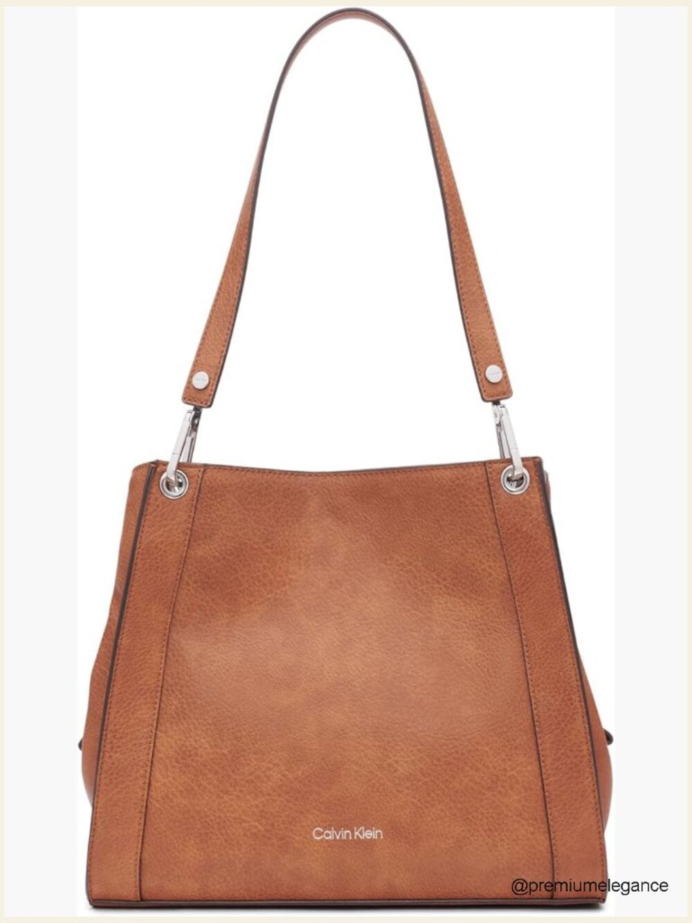 Triple Compartment Hobo Shoulder Bag Vegan Leather 3 Sections